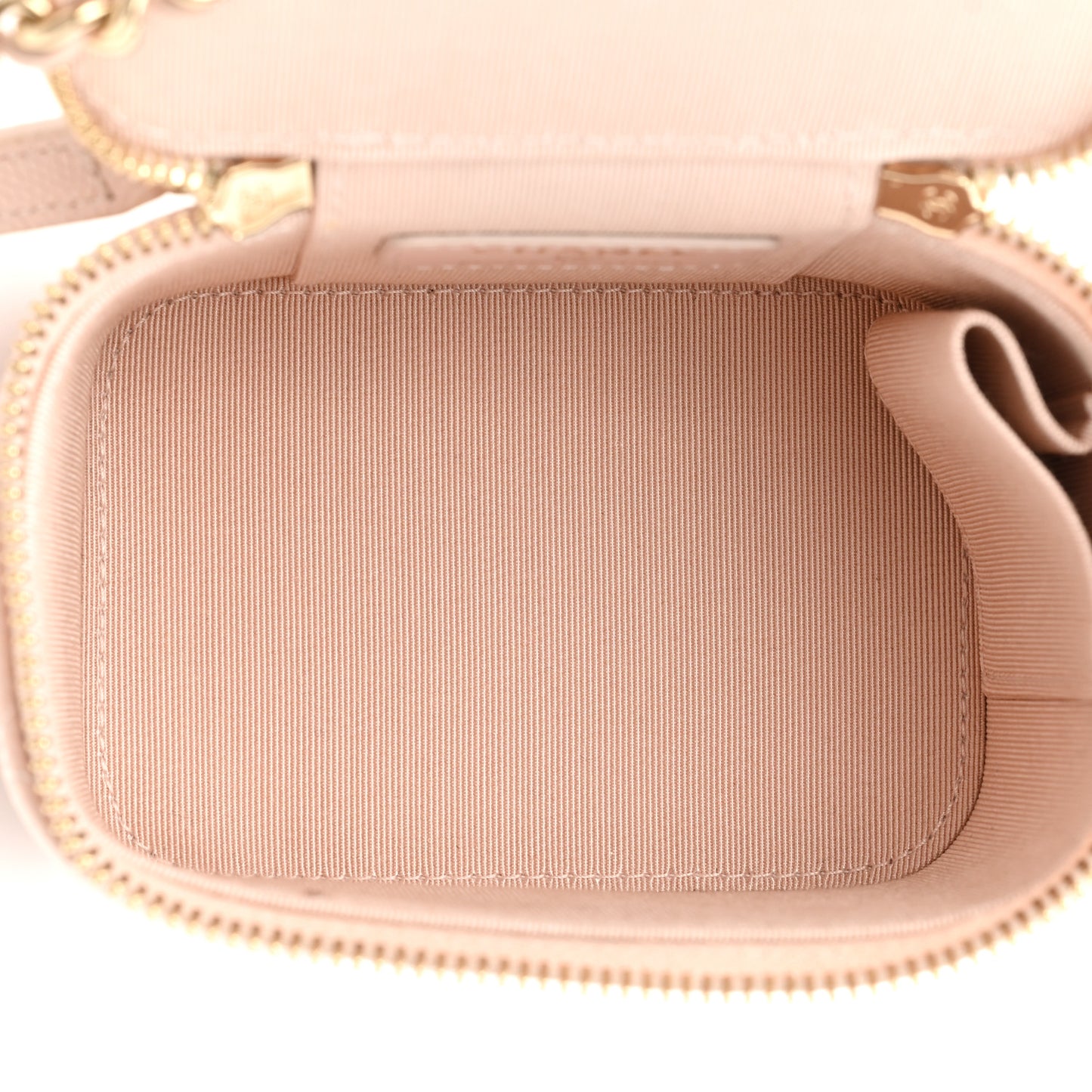 Caviar Quilted Mini Vanity Case With Chain Light Pink