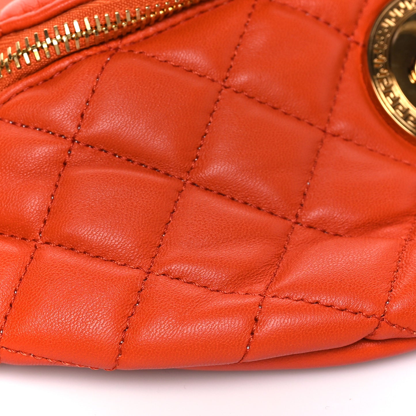 Nappa Quilted Medusa Belt Bag Orange