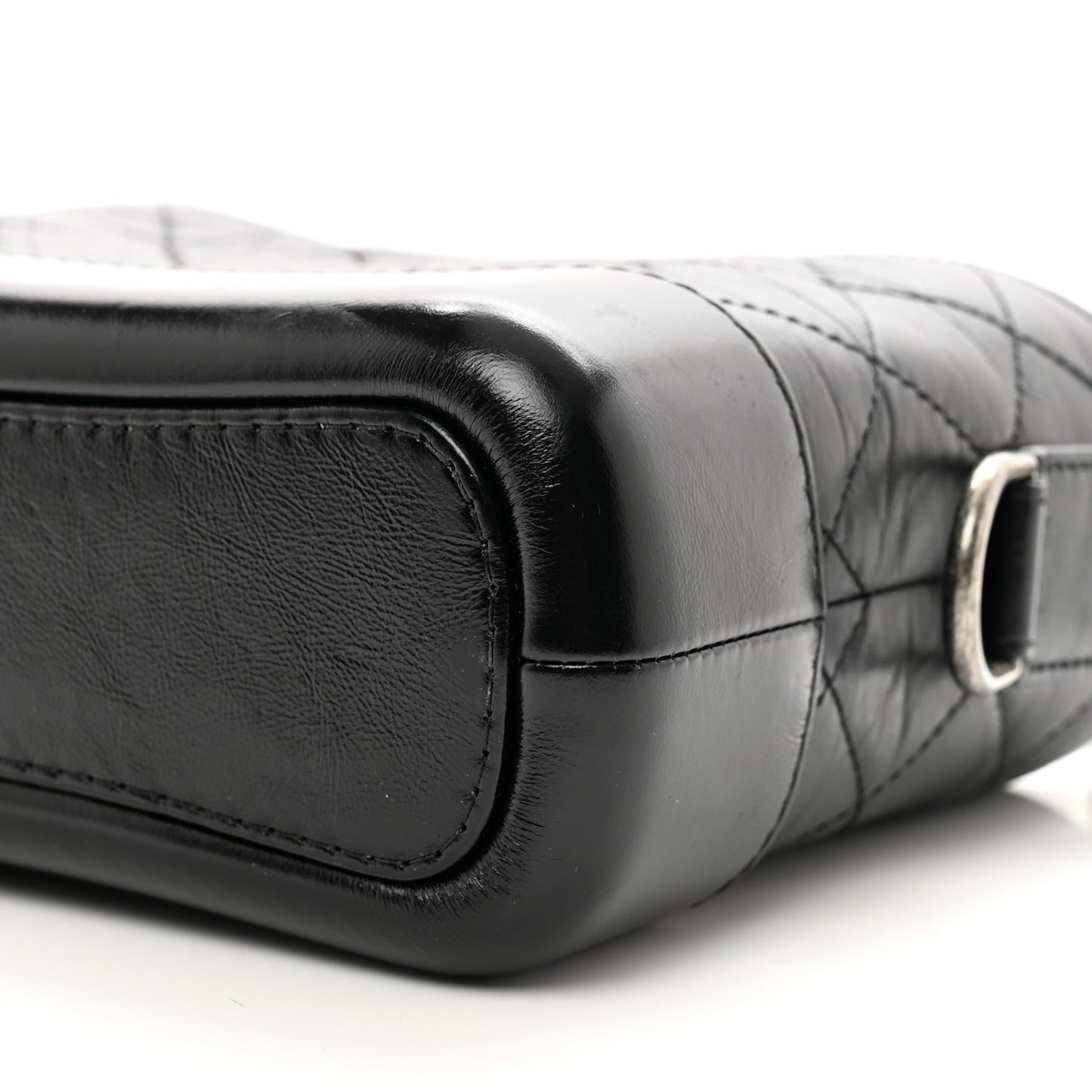 Aged Calfskin Quilted Small Gabrielle Hobo Black