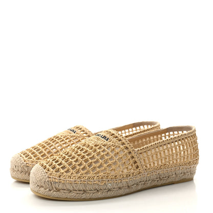Prada Raffia Triangle Logo Crochet 20mm Espadrilles 40 Naturale 3 of 8