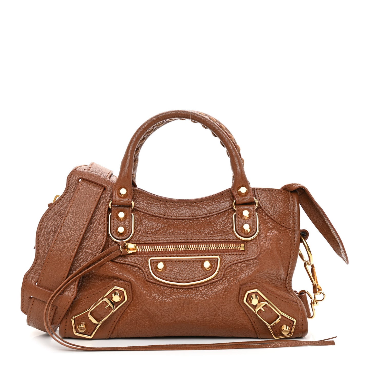 Agneau Classic Gold Hardware Mini City Marron Cognac