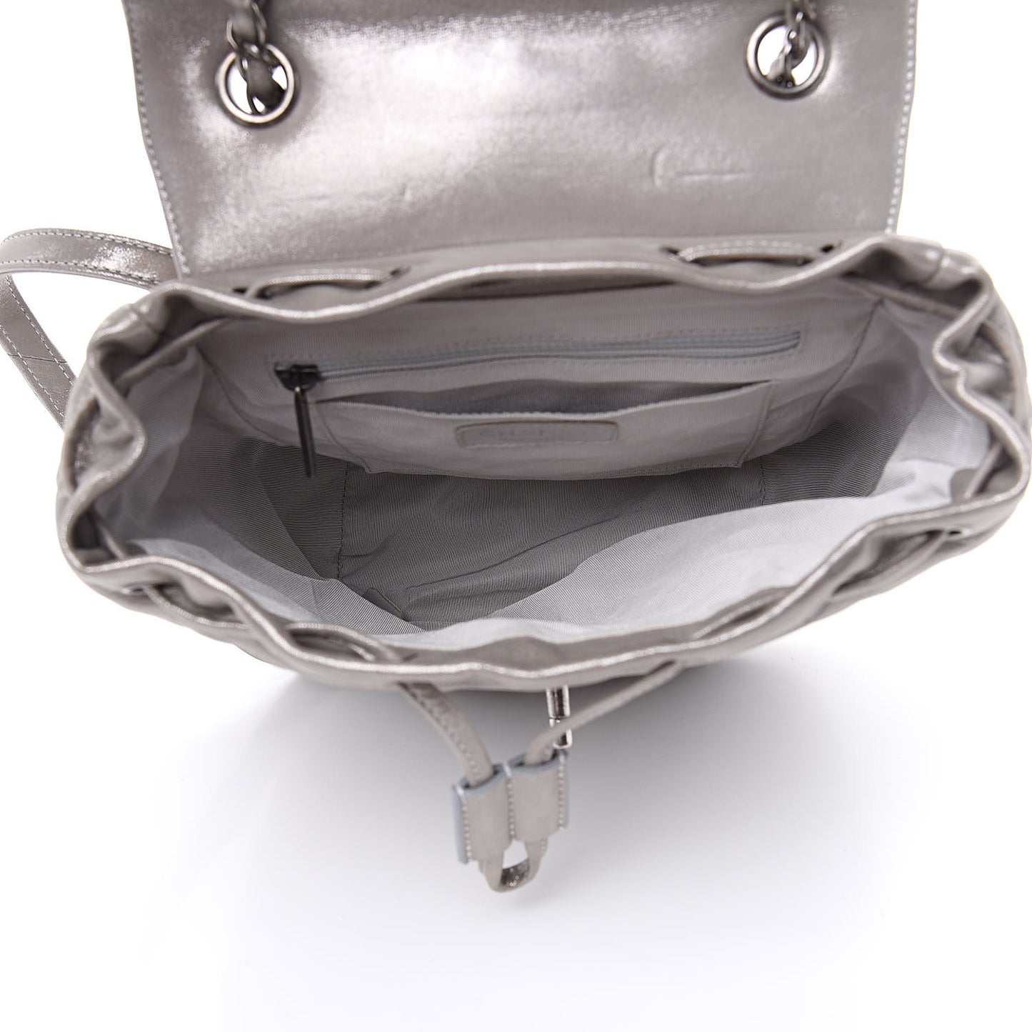 Metallic Calfskin Chevron Quilted Small Urban Spirit Backpack Silver