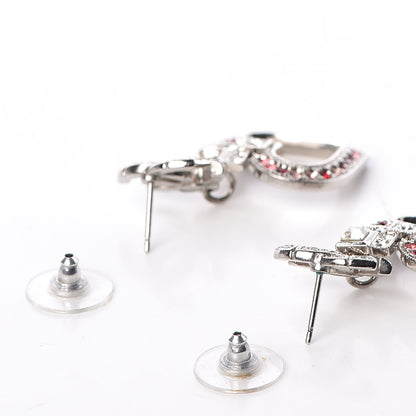 Chanel Crystal Heart CC Drop Earrings Silver 4 of 6