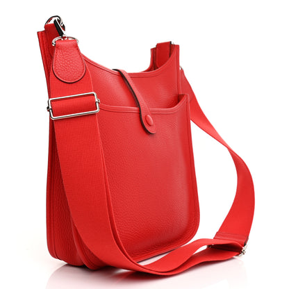 Hermes Taurillon Clemence Evelyne III PM Rouge De Coeur 4 of 21