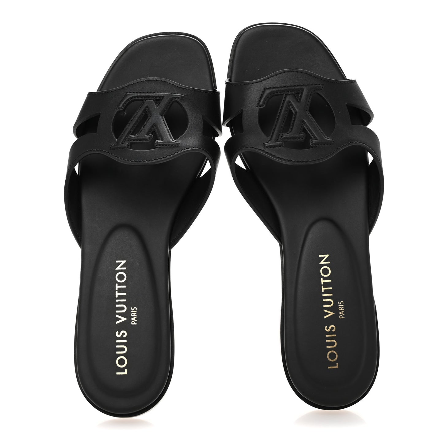 Calfskin LV Isola Flat Sandals 38 Black