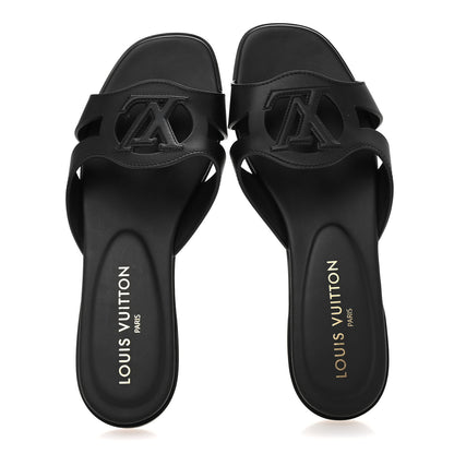 Louis Vuitton Calfskin LV Isola Flat Sandals 38 Black 2 of 9