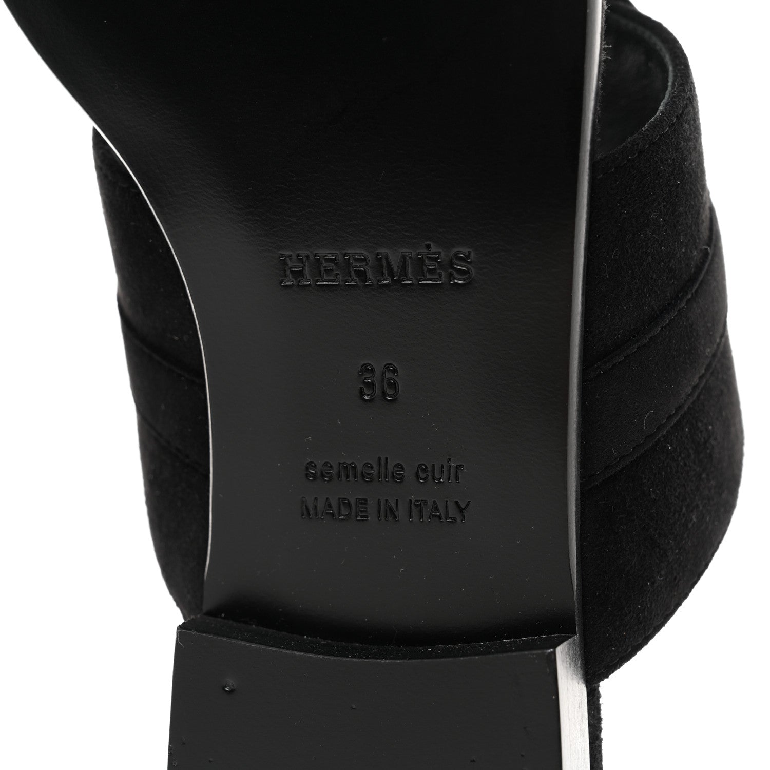 Hermes Suede Goatskin Avenue Sandals 36 Black 6 of 9