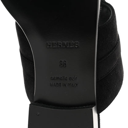 Hermes Suede Goatskin Avenue Sandals 36 Black 6 of 9
