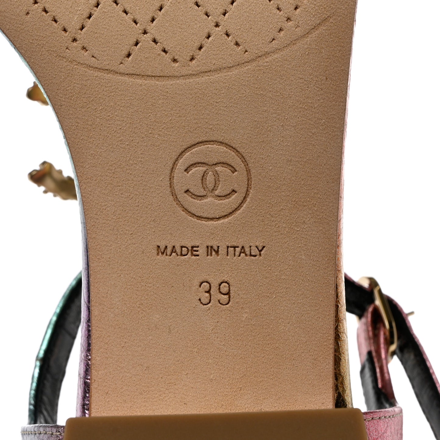 Goatskin Fantasy CC Pearl Thong Sandals 39 Multicolor