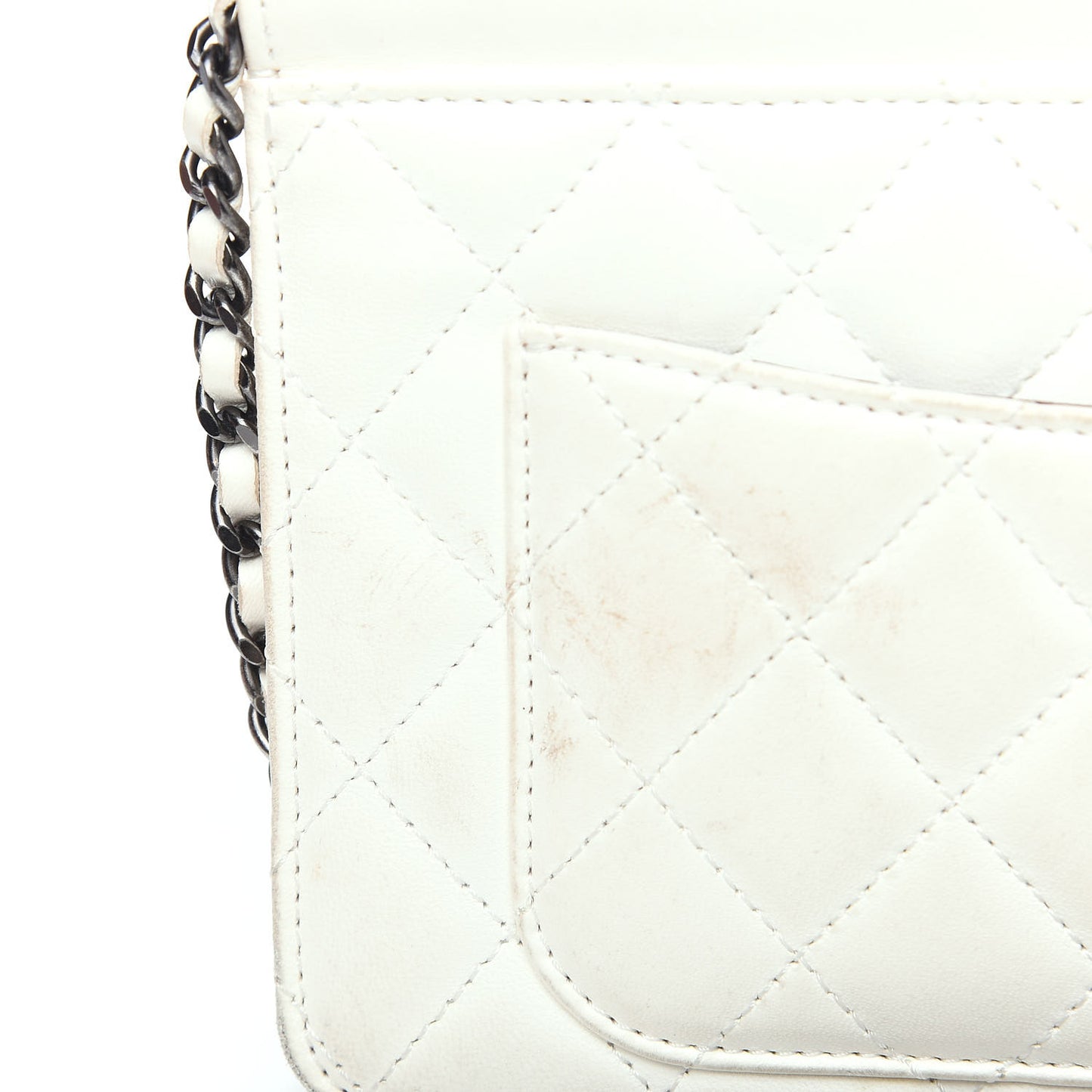Lambskin Quilted Medium Crossing Times Flap Dark White