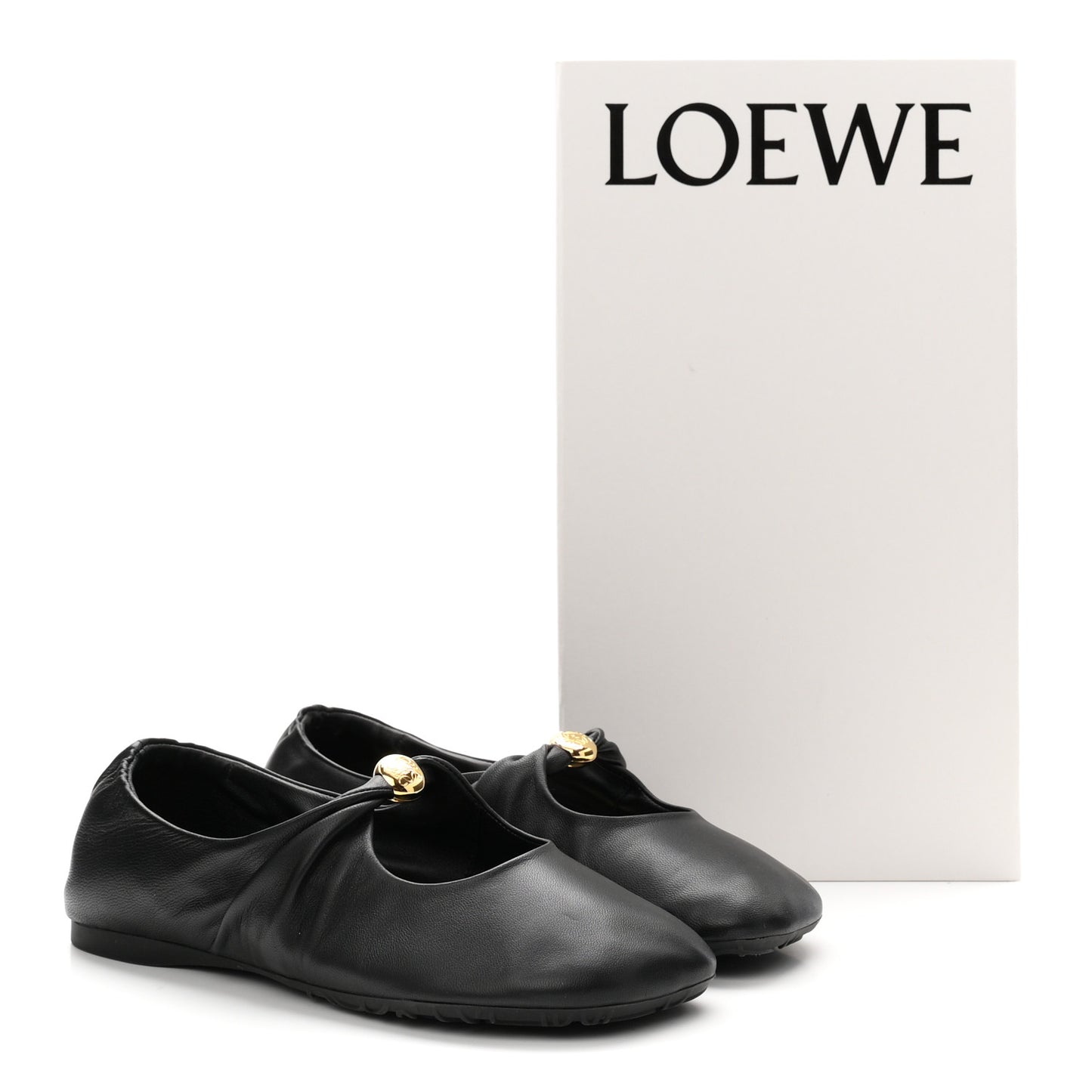 Lambskin Pebble Ballerina Flats 37 Black