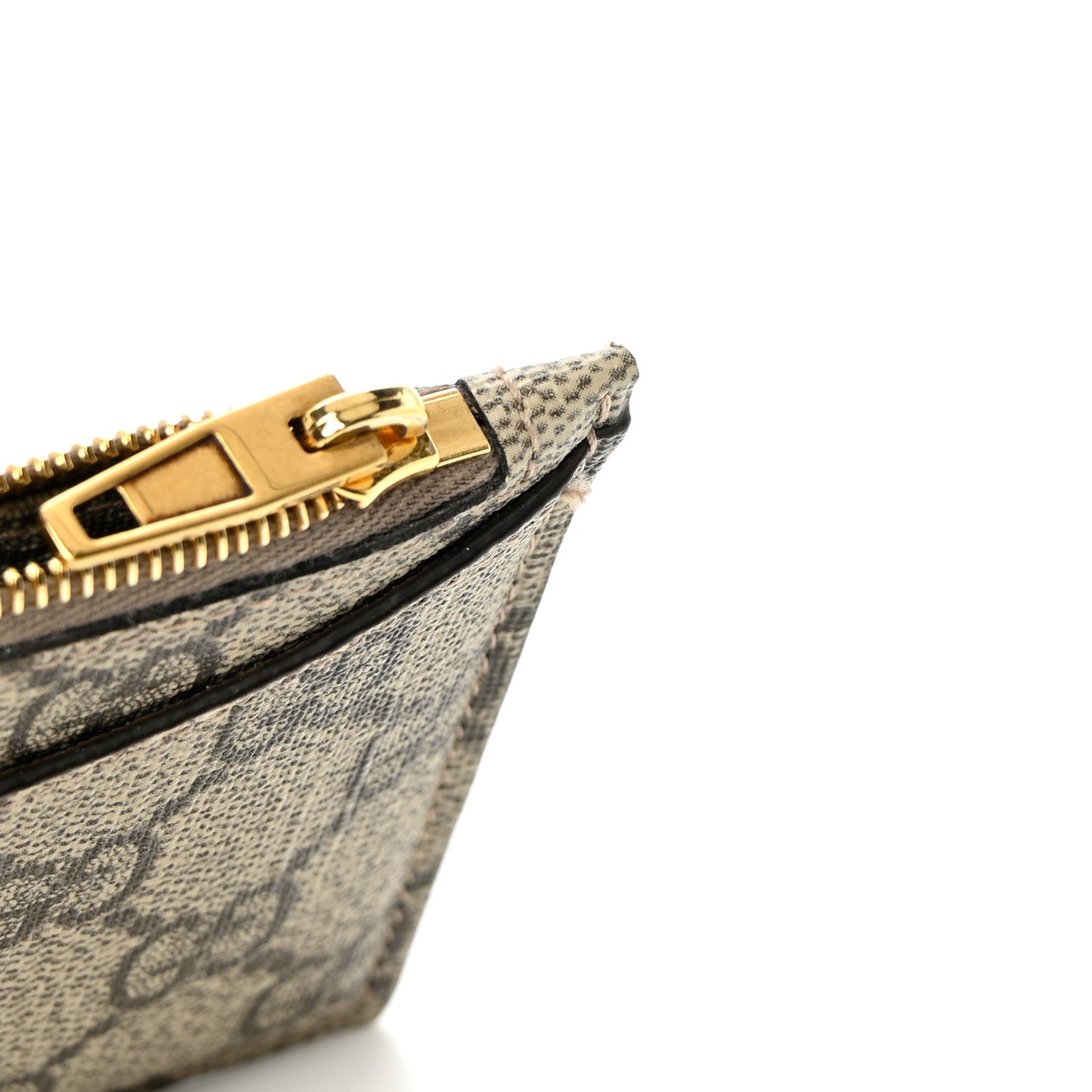 X BALENCIAGA GG Supreme Monogram Zip Card Case Beige Ebony