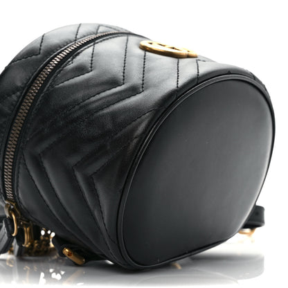 Gucci Calfskin Matelasse Mini GG Marmont Round Backpack Black 8 of 9