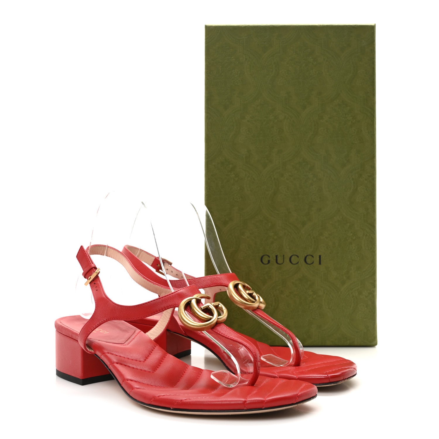 Gucci Nappa Matelasse Double G 35mm Thong Sandals 38 Maple Red 9 of 9
