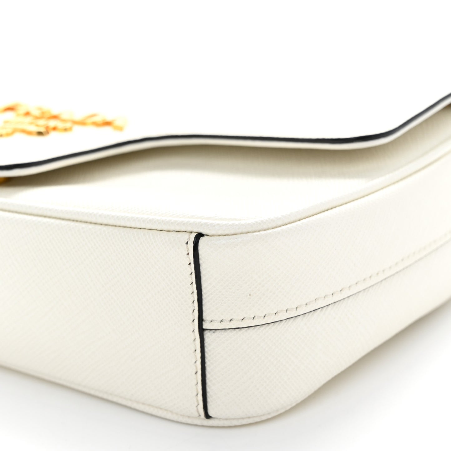 Saffiano Flap Shoulder Bag White