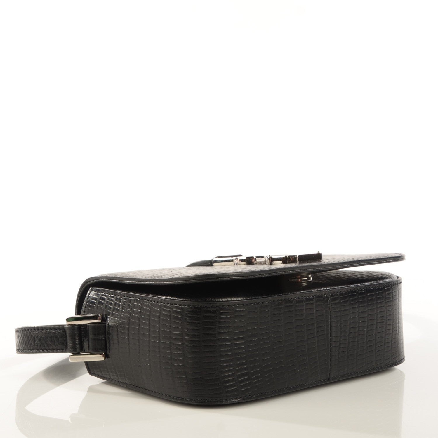 Saint Laurent Lizard Calfskin Embossed Classic Small Monogram Universite Bag Black 4 of 9