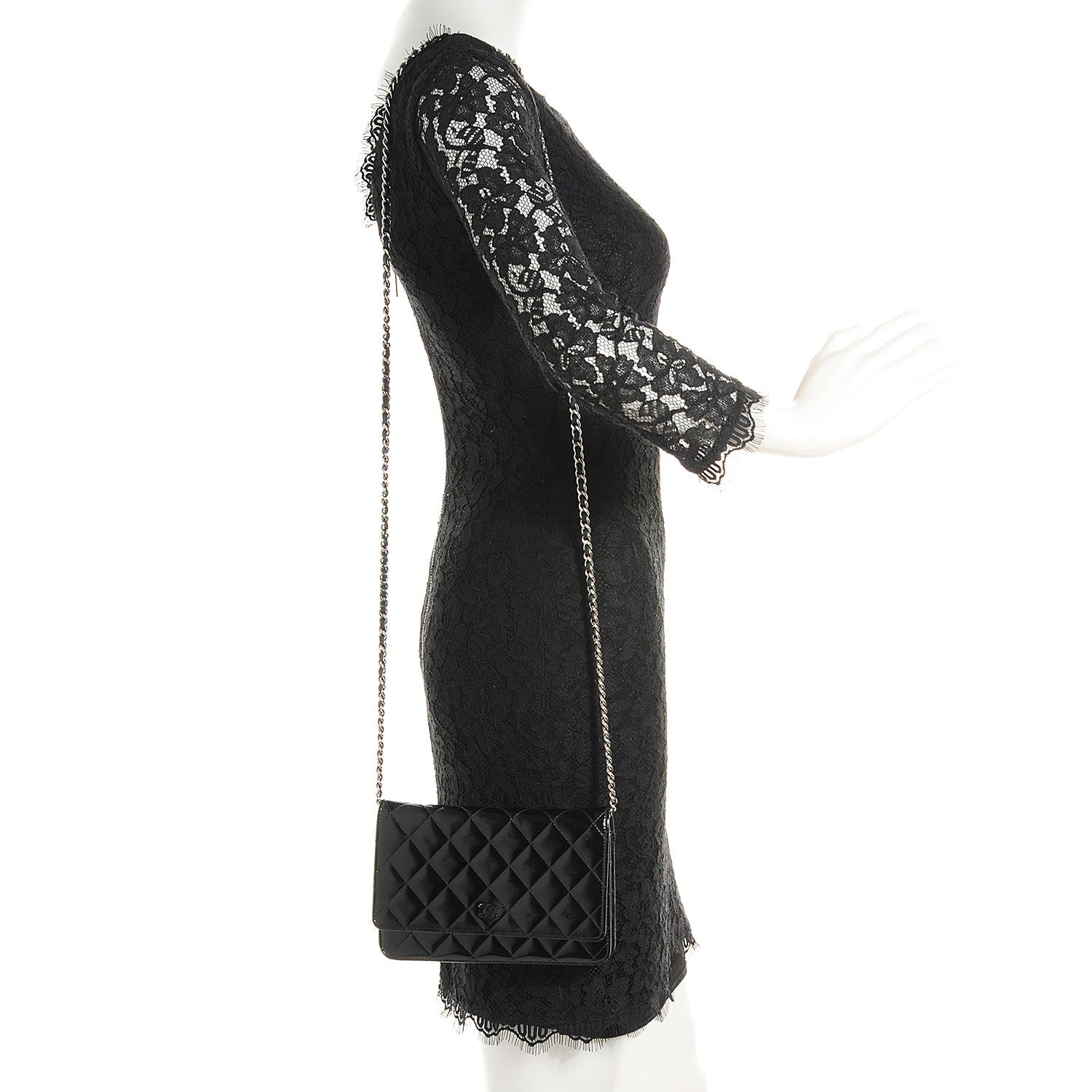 Chanel Patent Quilted Wallet On Chain WOC Black 2 of 8