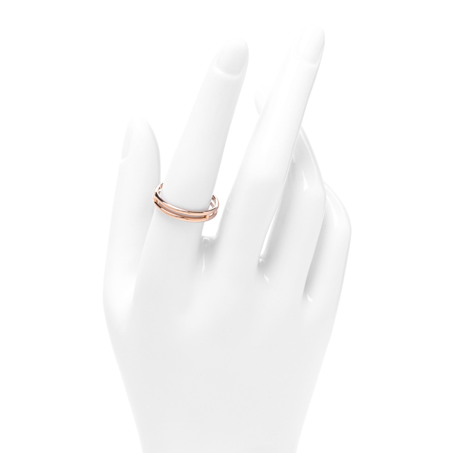 Hermes 18K Rose Gold Ariane Wedding Band Ring 57 8 2 of 5