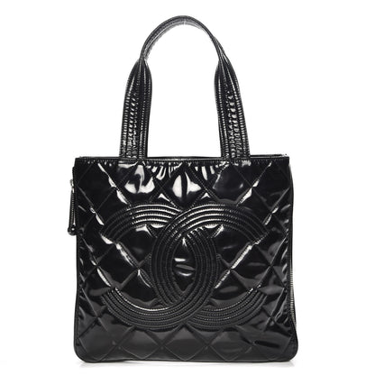 Chanel Patent Quilted Expandable CC Shoping Tote Black 1 of 7