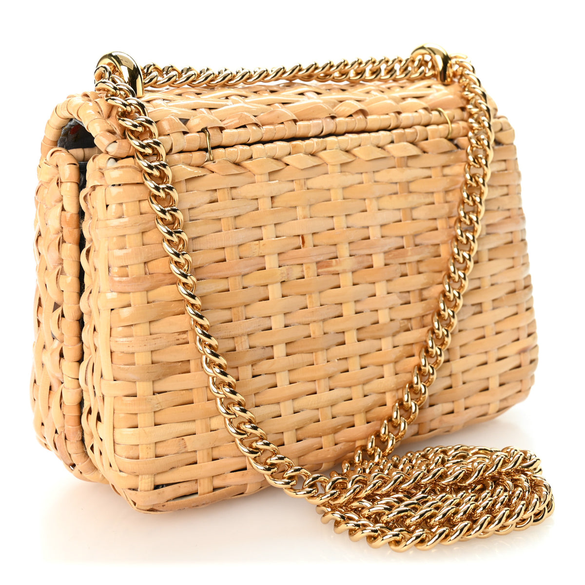 Gucci Glazed Wicker Mini Cestino Shoulder Bag Natural 3 of 10