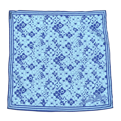 Louis Vuitton Cotton Takashi Murakami Cosmic Blossom Square Scarf Blue 1 of 4