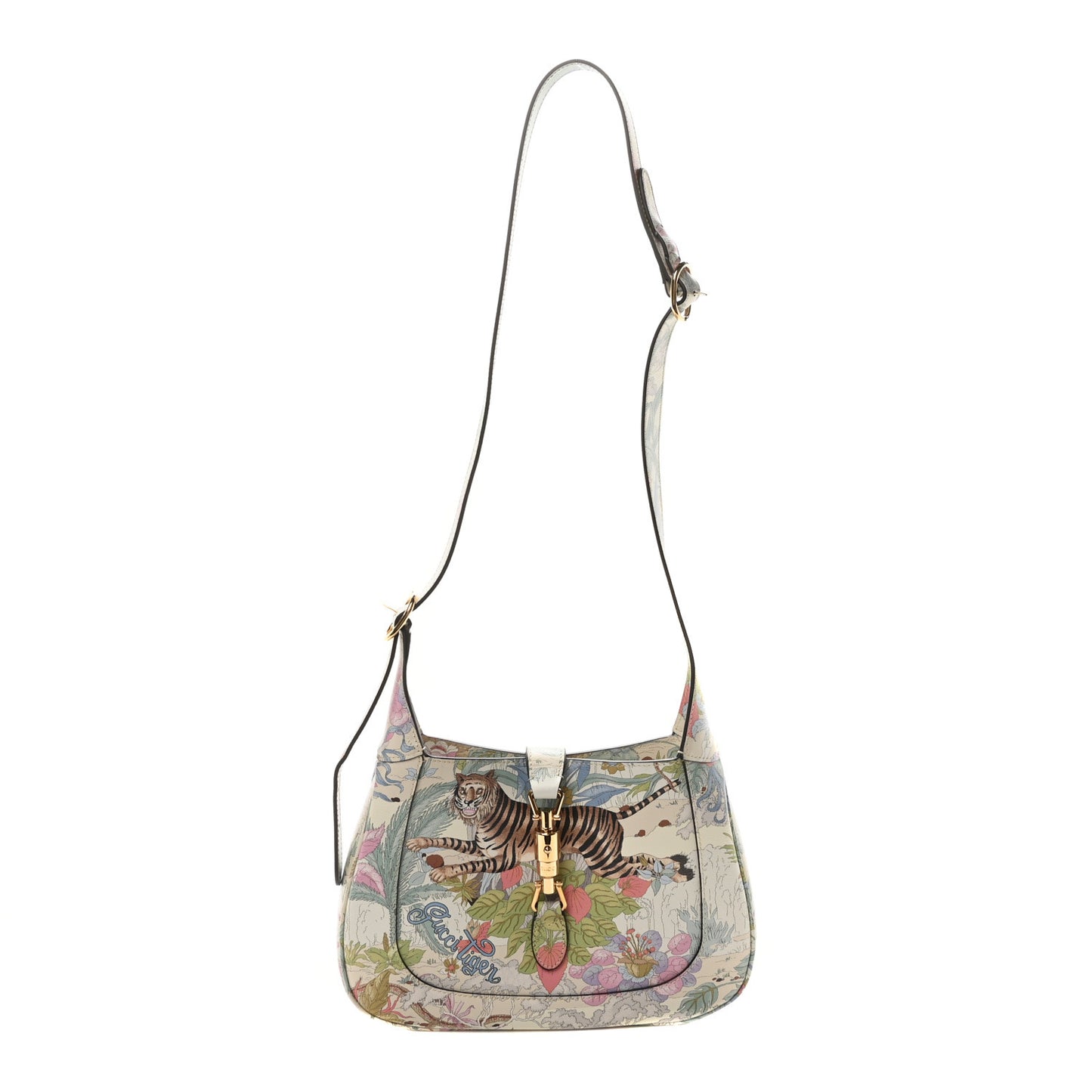 New Shangai Calfskin Tiger Savanah Small Jackie 1961 Hobo Chalky White Multicolor