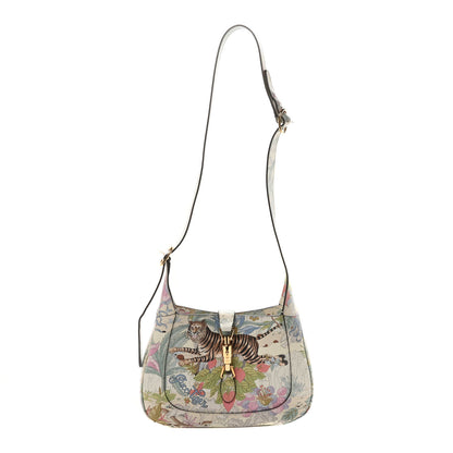 Gucci New Shangai Calfskin Tiger Savanah Small Jackie 1961 Hobo Chalky White Multicolor 1 of 9