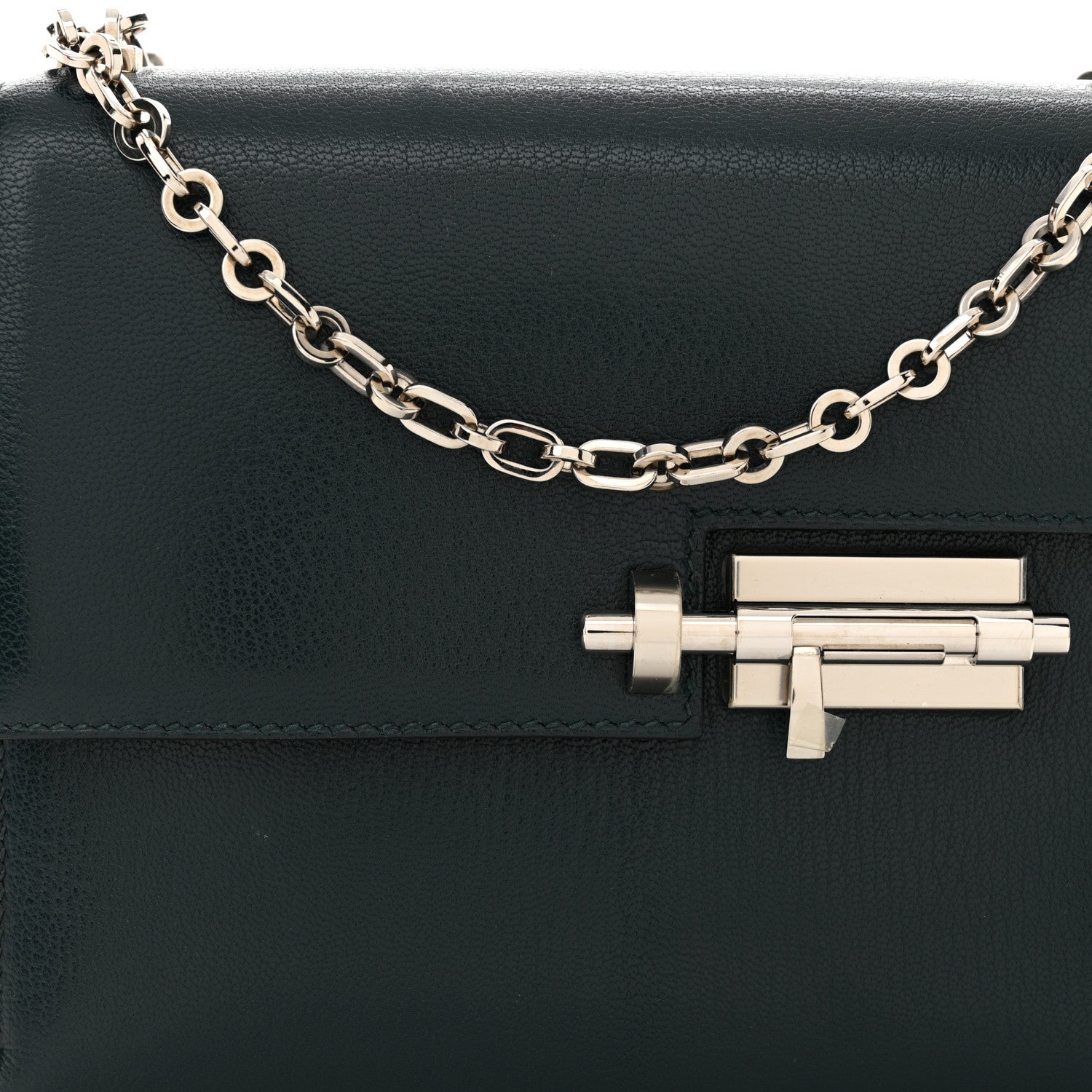 Hermes Chevre Chamkila Mini Verrou Chaine Bag Vert Bosphore 8 of 11