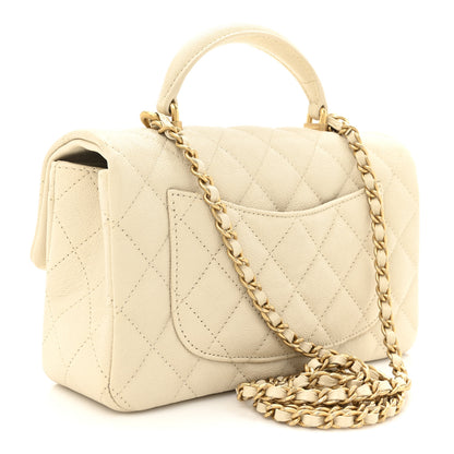 Chanel Caviar Quilted Mini Top Handle Rectangular Flap Beige 3 of 10