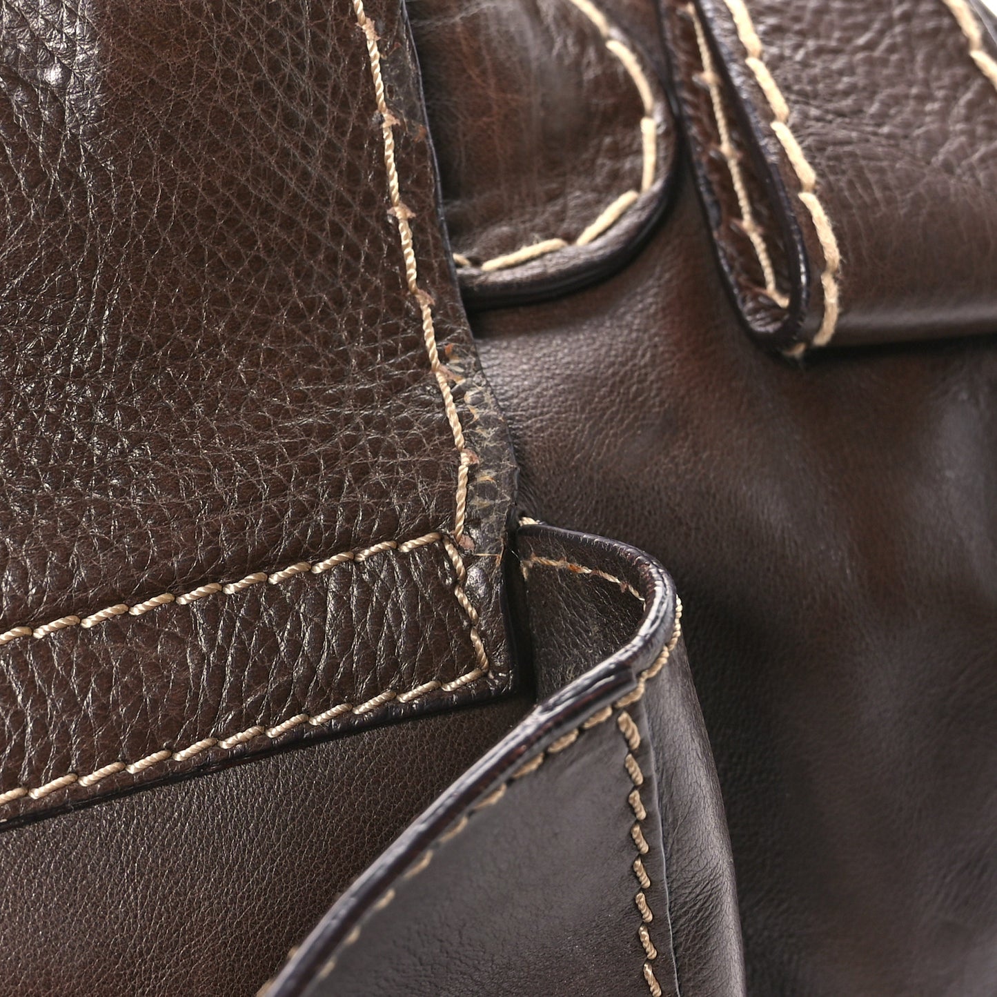 Shiny Tanned Calfskin Medium Edith Bag Brown