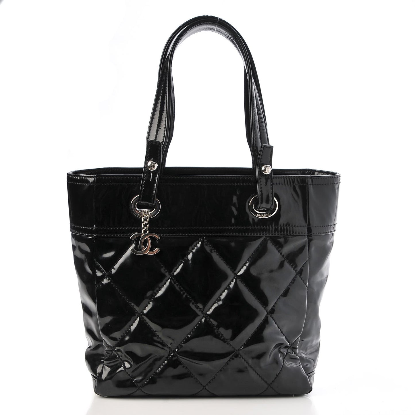 Vinyl Quilted Small Paris Biarritz Tote Black