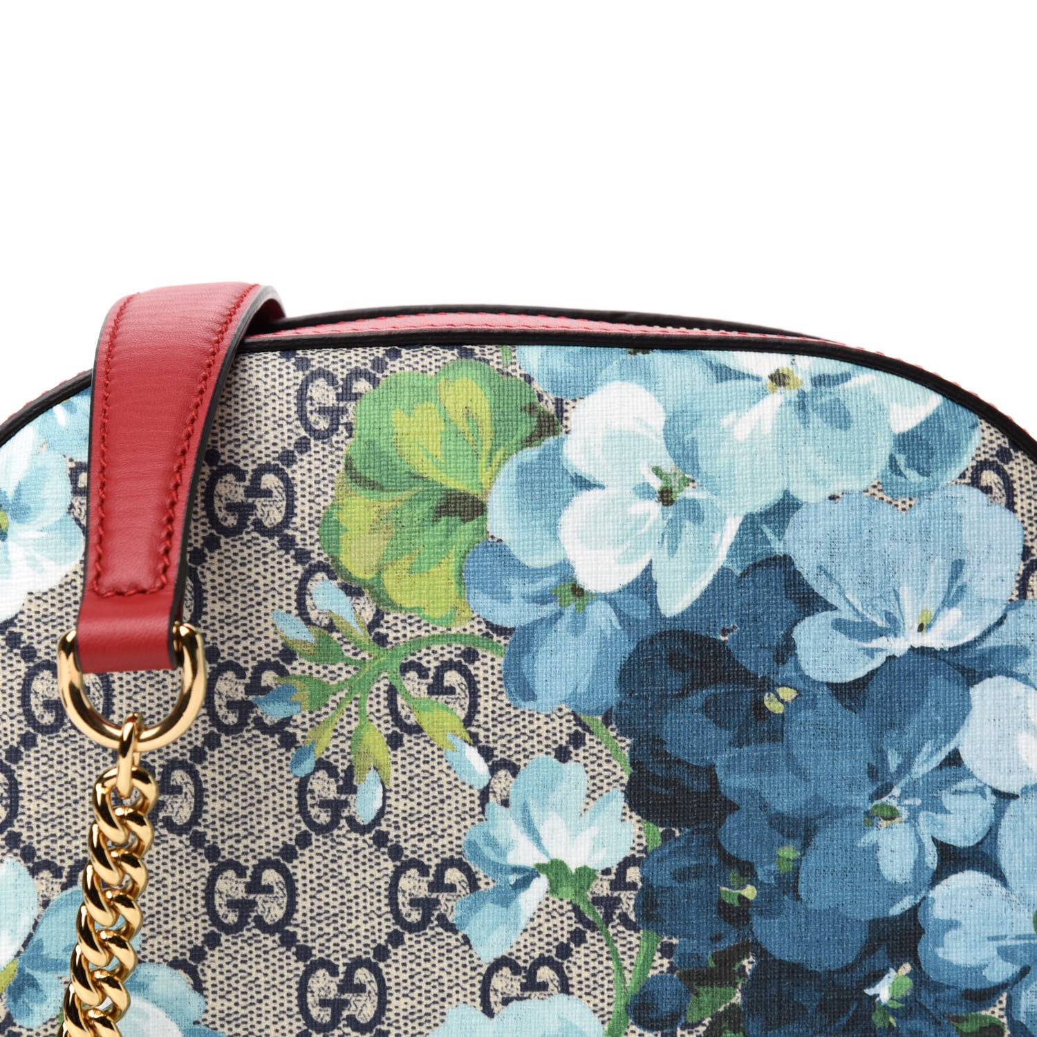 Gucci GG Supreme Monogram Blooms Mini Chain Shoulder Bag Beige Blue Navy Hibiscus Red 10 of 10