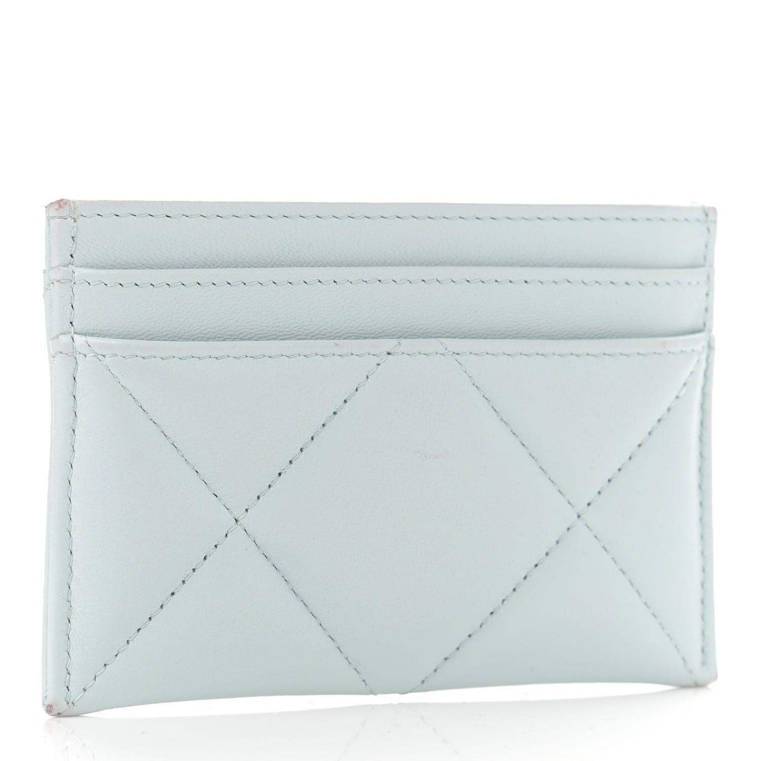 Chanel Lambskin Quilted Chanel 19 Card Holder Light Blue 3 of 13