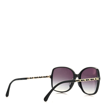 Chanel Acetate Metal Lambskin Square Chain Sunglasses 5210-Q-A Black 4 of 7