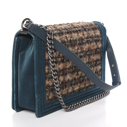 Chanel Velvet Tweed Large Boy Flap Green 3 of 12