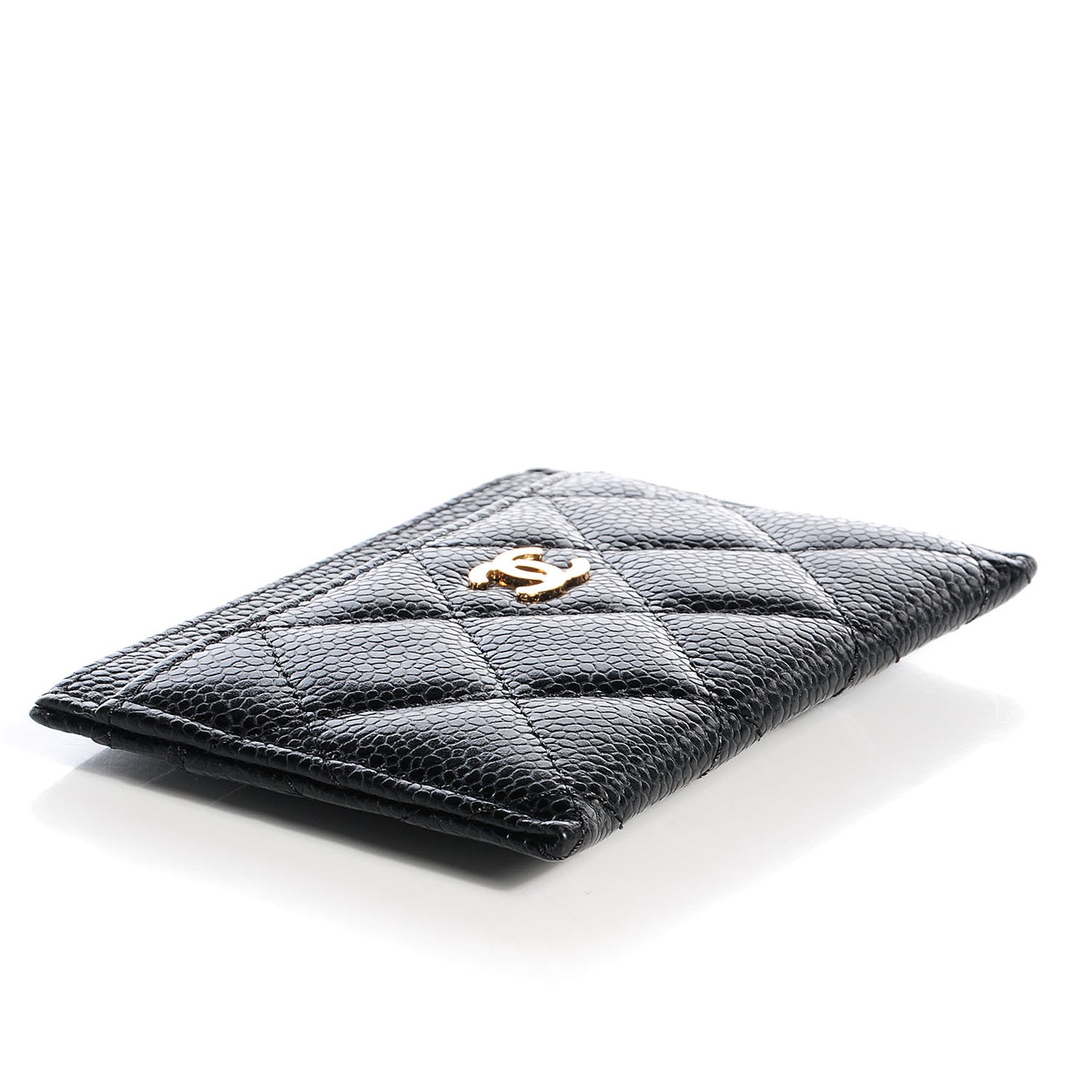 Caviar Quilted Card Holder Black