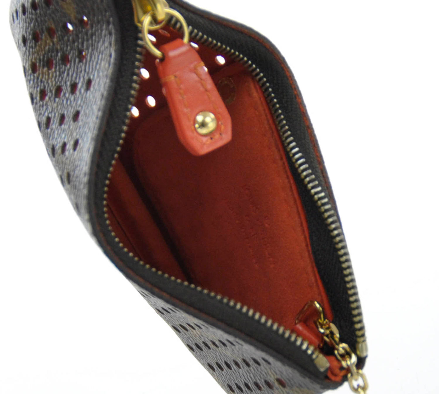 Monogram Perforated Key Pouch Orange