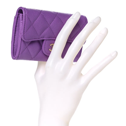 Chanel Caviar Quilted Flap Card Holder Wallet Purple 2 of 12