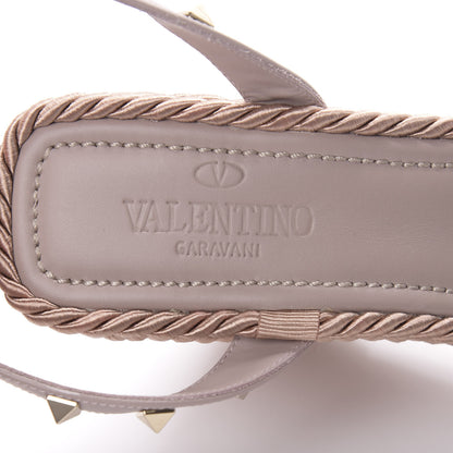 Valentino Garavani Calfskin Rockstud Ankle Strap Torchon Espadrille 25/95mm Wedge Sandals 41 Poudre 7 of 8
