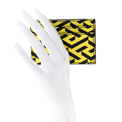 Versace Coated Canvas La Greca Card Holder Yellow Black 2 of 6
