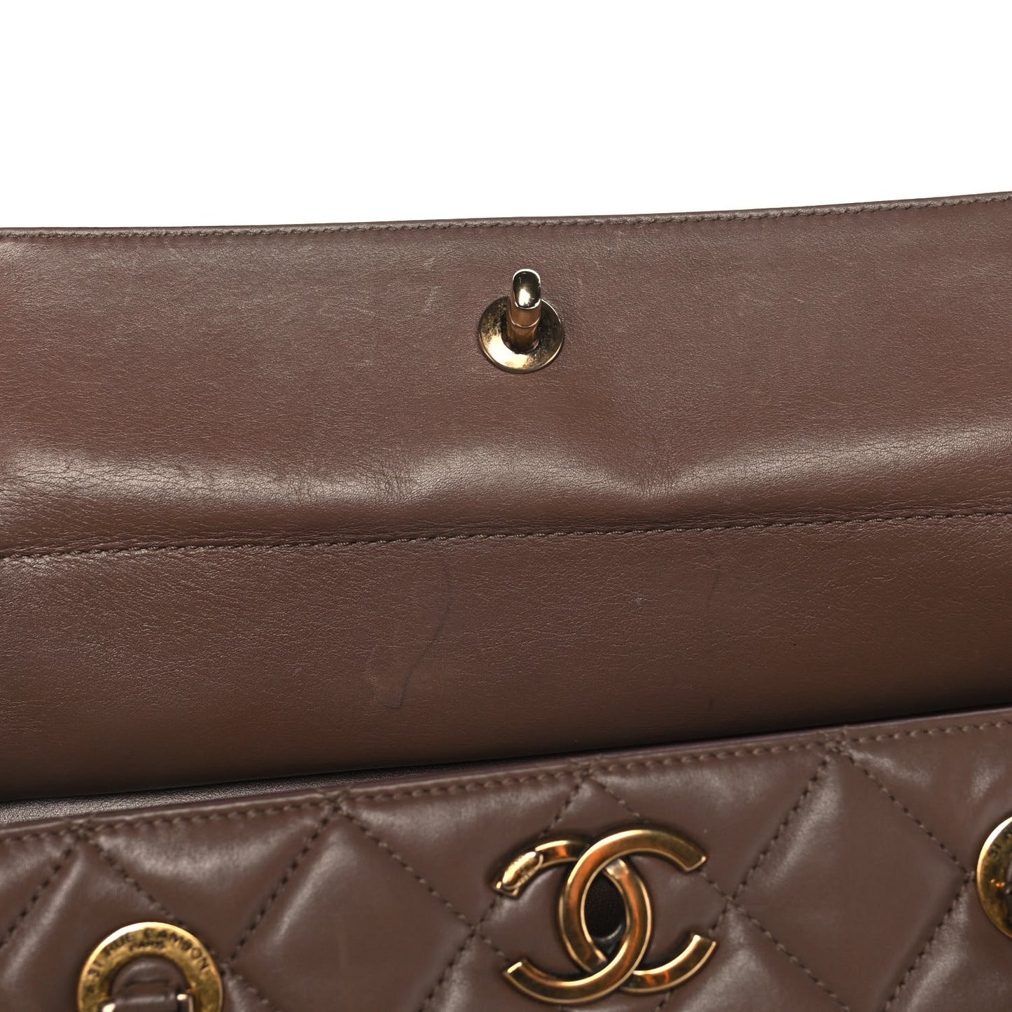Calfskin Quilted Perfect Edge Tote Brown