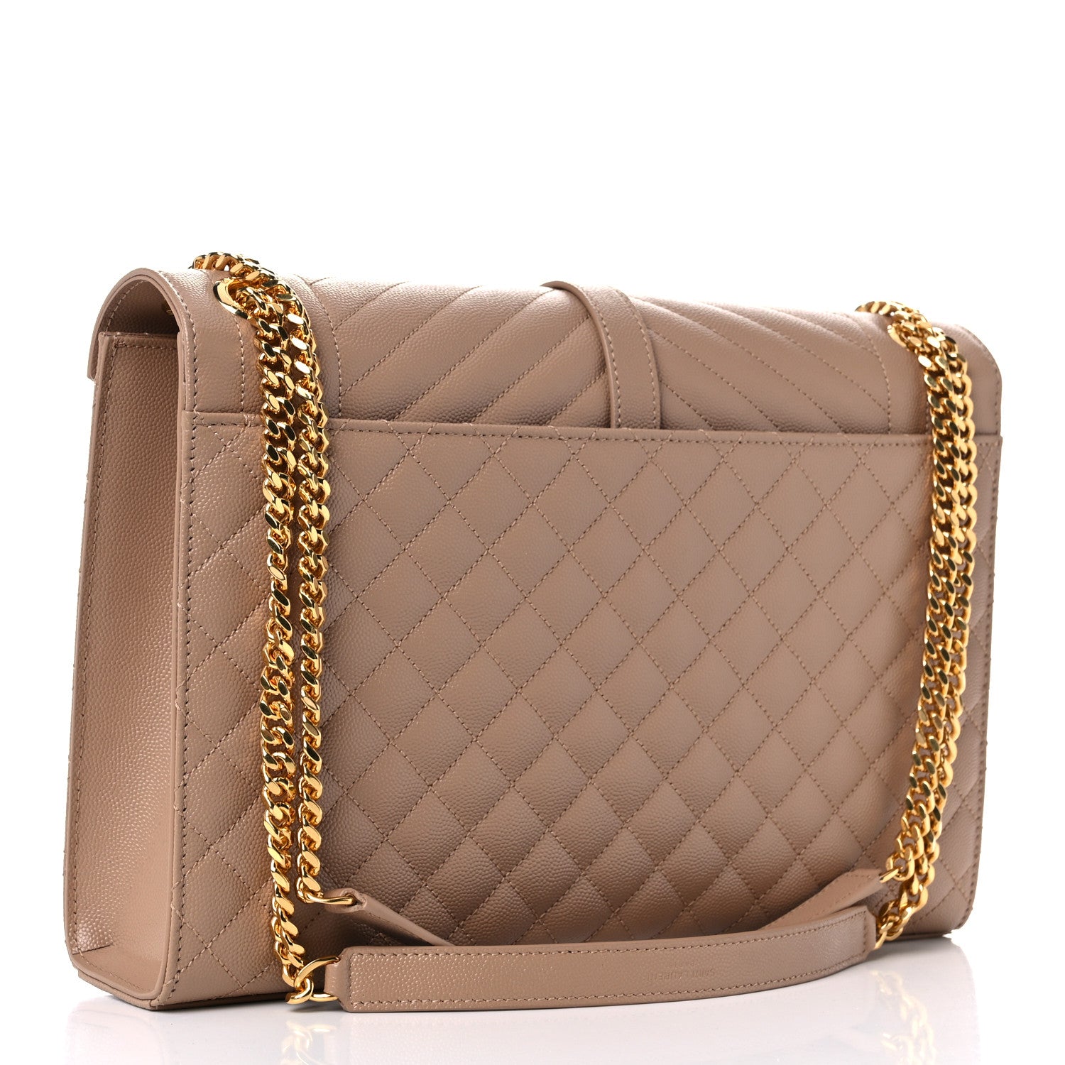 Saint Laurent Grain De Poudre Textured Mixed Matelasse Triquilt Large Monogram Satchel Natural Tan 3 of 9