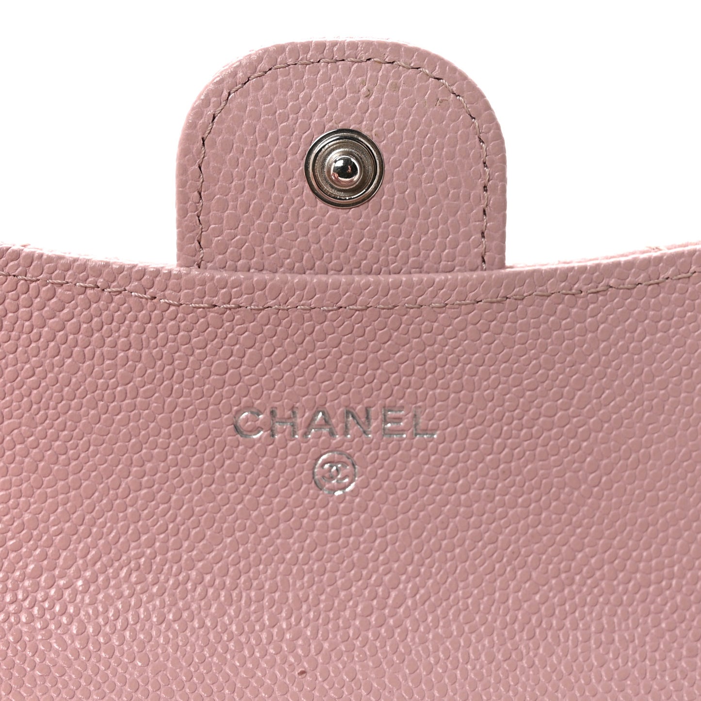 Caviar Quilted Flap Card Holder Wallet Light Pink