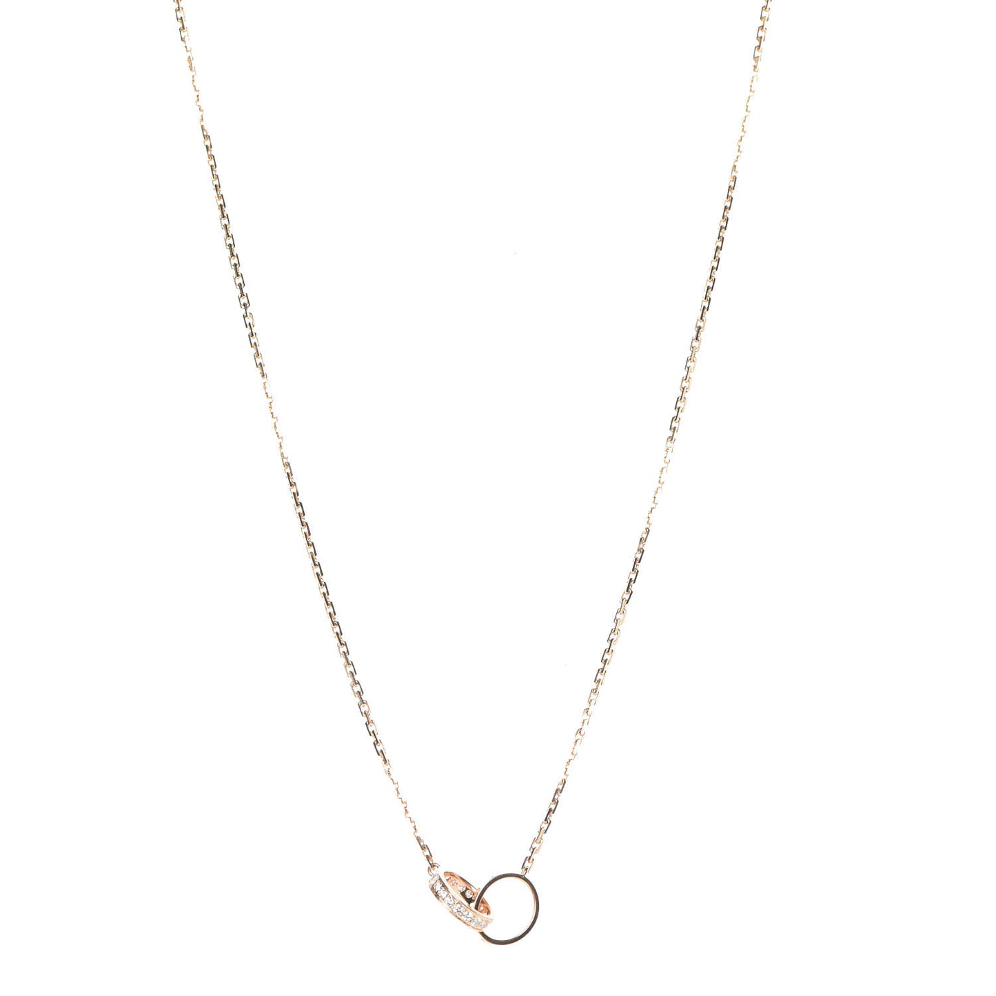 18K Pink Gold Diamond Interlocking LOVE Necklace