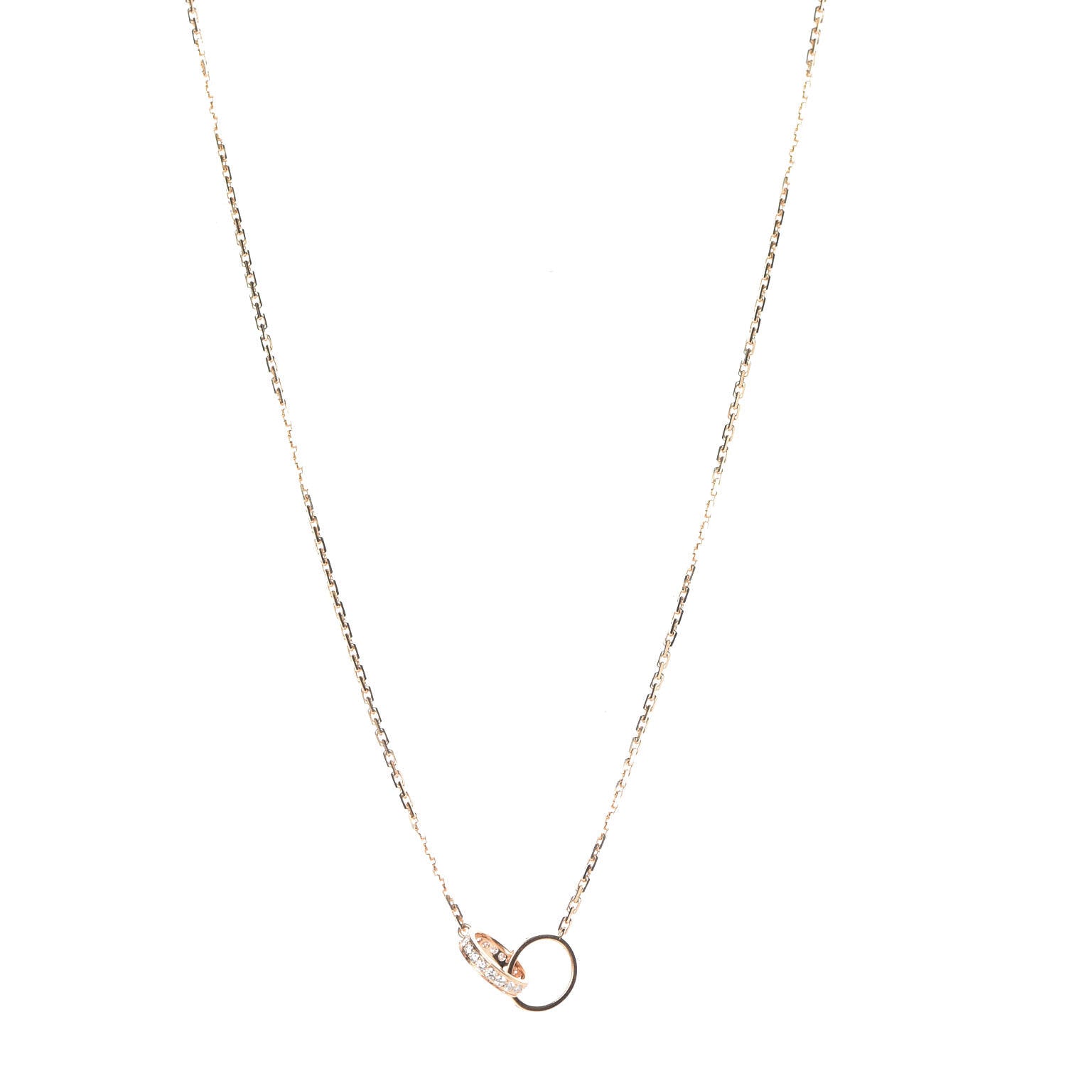 Cartier 18K Pink Gold Diamond Interlocking LOVE Necklace 1 of 7