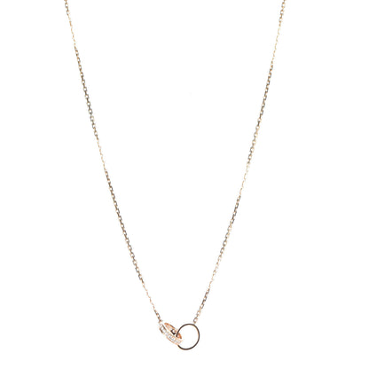 Cartier 18K Pink Gold Diamond Interlocking LOVE Necklace 1 of 7