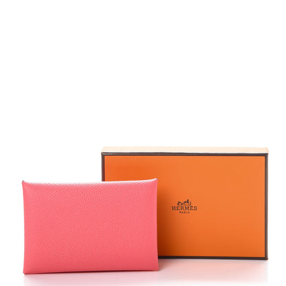 Hermes Epsom Calvi Card Case Rose Azalee 8 of 8
