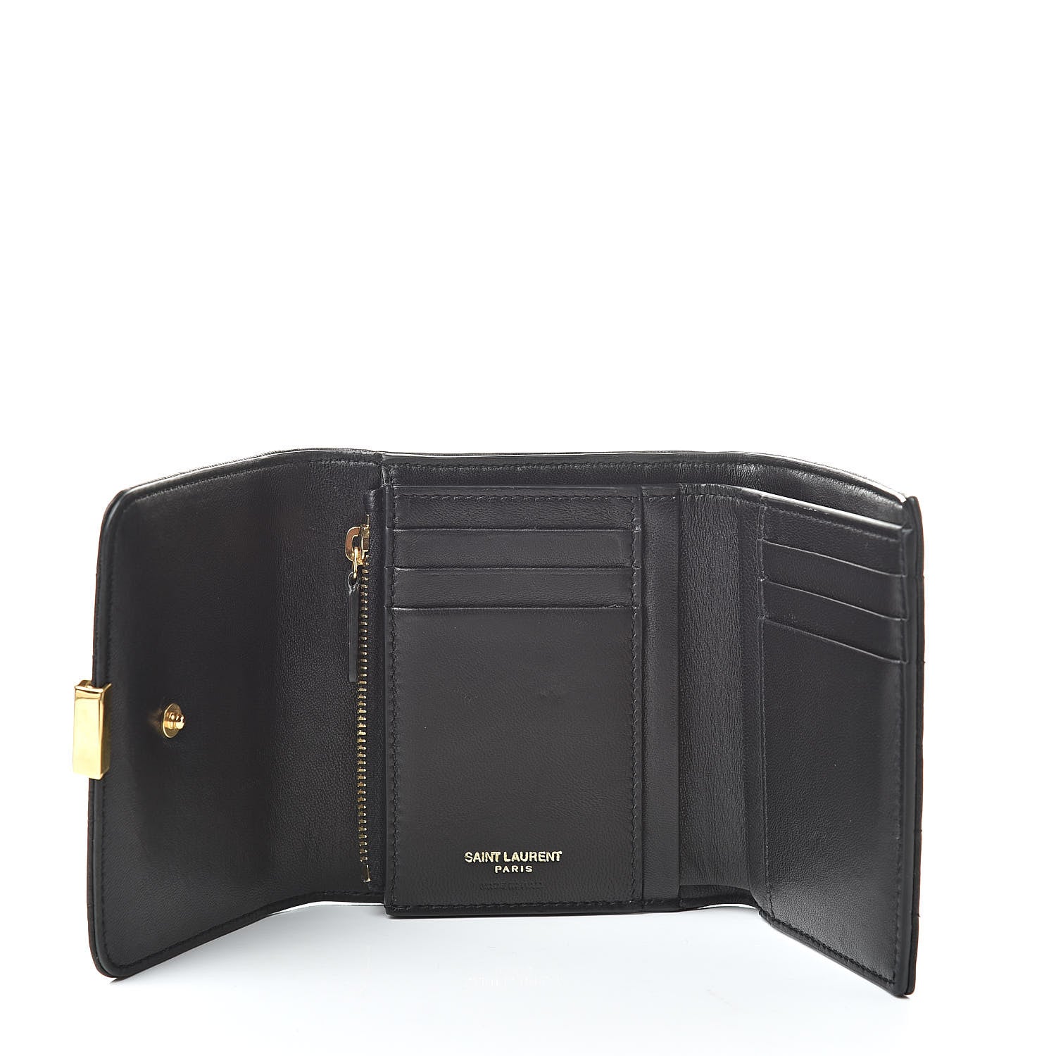 Saint Laurent Lambskin Matelasse Monogram Vicky Tri-Fold Wallet Black 5 of 10