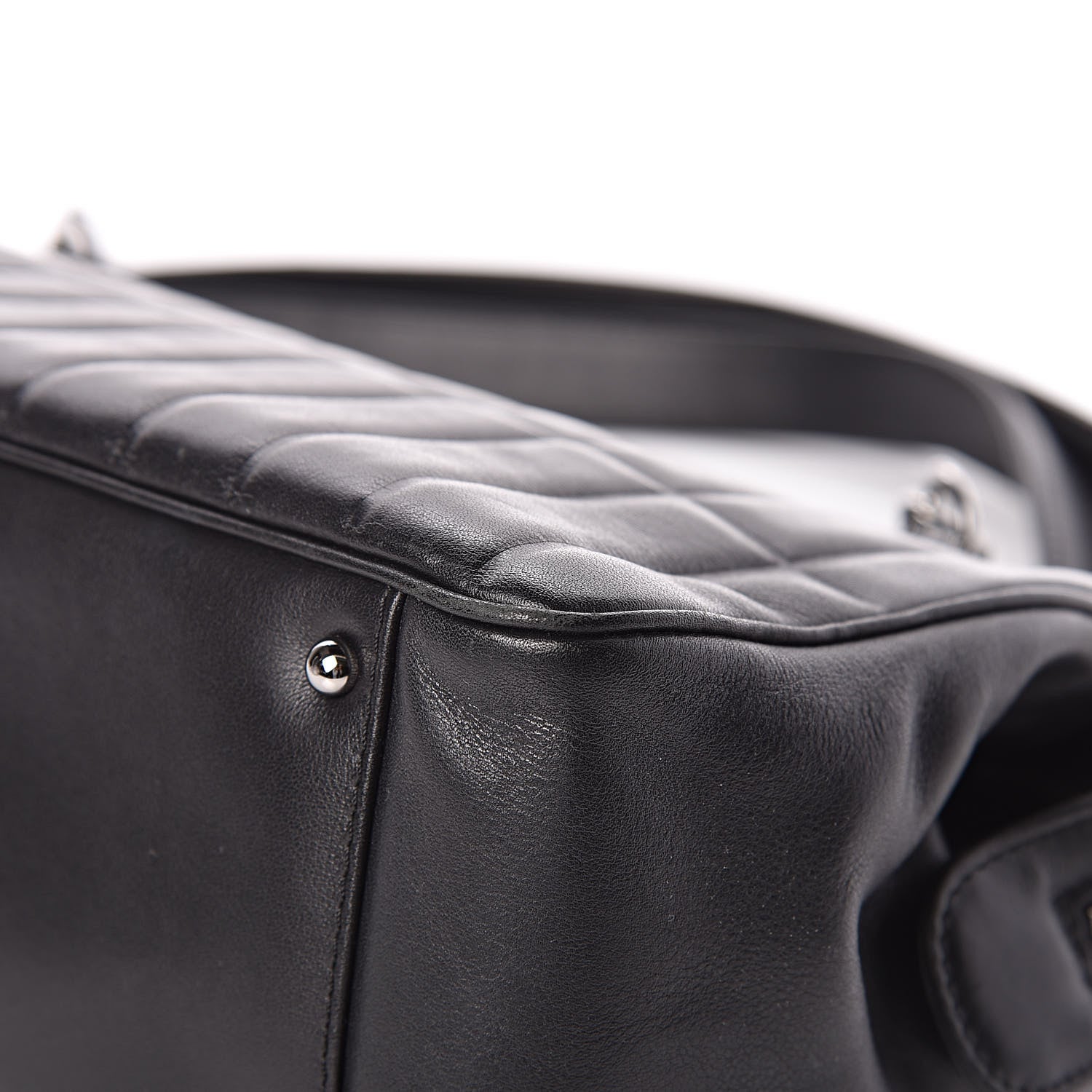 Chanel Calfskin Vertical Quilted Lax East West Shoulder Bag Black 10 of 12