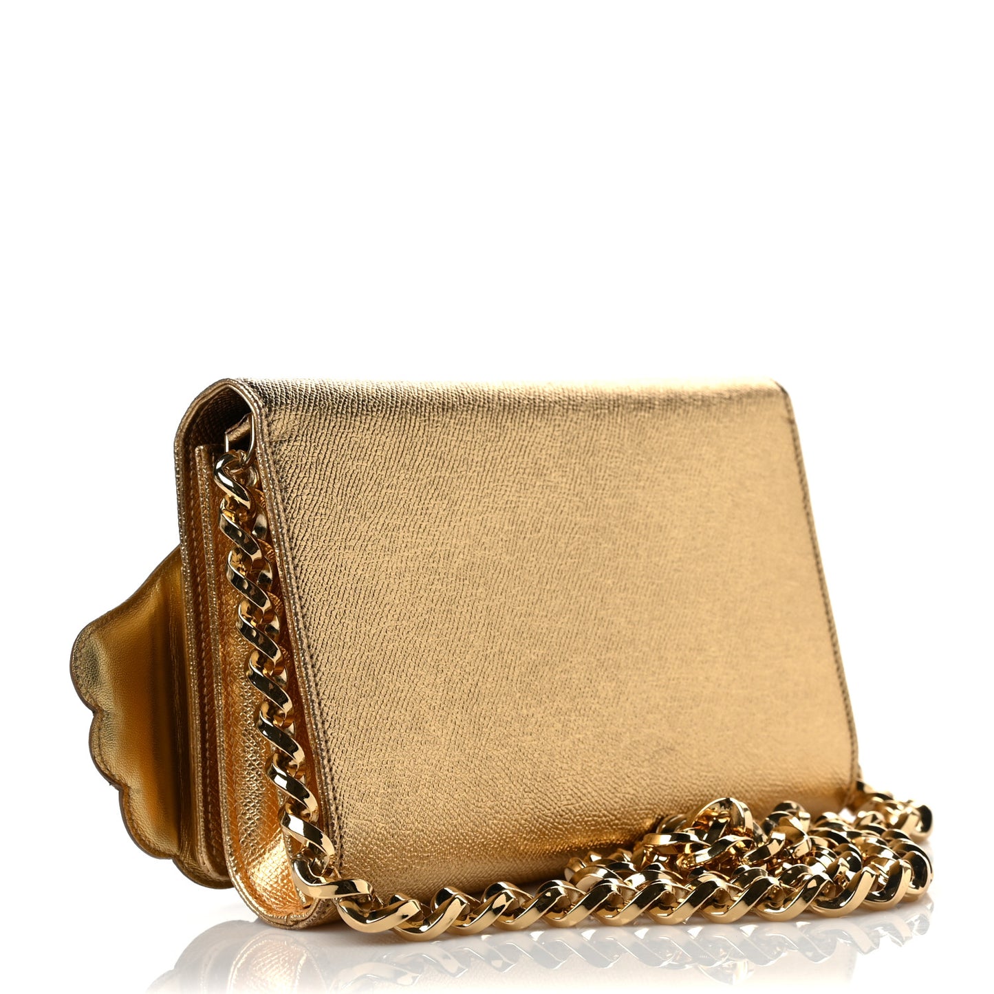 Metallic Calfskin Crystal Embellished DG Wing Shoulder Bag Gold Multicolor